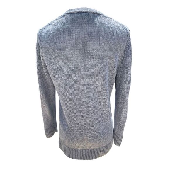 Talbot's Slate Blue Linen Sweater Size Medium Quiet Luxury Capsule Career - Picture 5 of 6